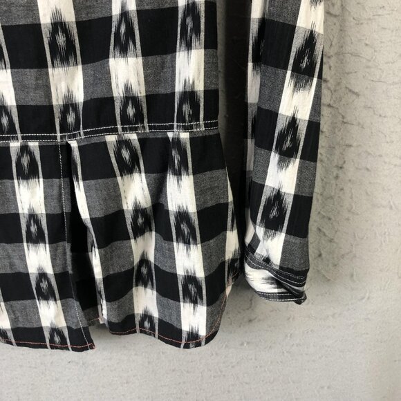Ryan Michael Shirt Womens Small Black White Plaid Western Pearl Snap Embroidered - Picture 16 of 16